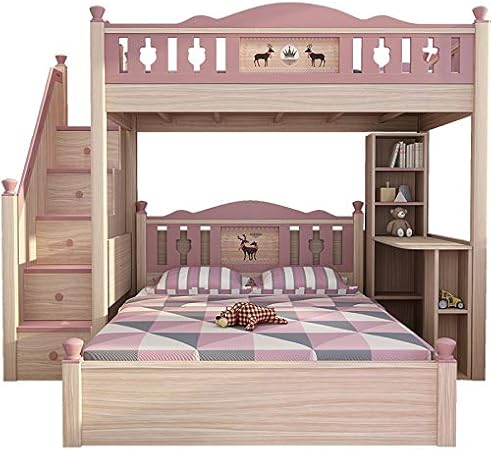 staggered bunk beds with storage