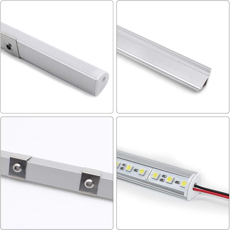 Jirvyuk Aluminum Profile, 6 Pack 1m/3.3ft V Shape LED Channel and Diffuser - Image 3