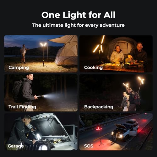 BougeRV Telescopic Camping Light, 15600mAh Rechargeable Lantern, Portable Camping Light, 1000x3 Lumens Rotatable Camping Light for Tent, Emergency, Outdoor, IPX5 Water Resistant(2026 New)