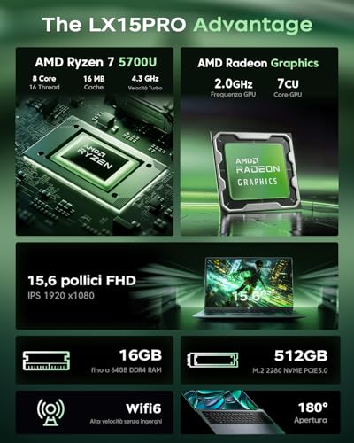 Tivique Ryzen 7 5700U Laptop Processor Up to 4.3GHz, 16GB RAM DDR4, 512GB M.2 NVMe PCIe3.0 SSD, Laptop 15.6 Inch 1080P FHD, Notebook Privacy Cam, Wi-Fi 6, USB 3.2, BT5.2, HDMI, Type-C