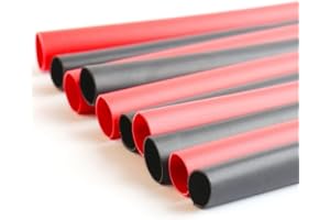 ELECFUN 3/8 Inch Heat Shrink Tubing 3:1 Small Marine Grade Heatshrink Tube Dual Wall Adhesive Lined Shrinkable Wiring Wrap, Fully Insulation (4 Feet Black Tubing, and 4 Feet Red Tubing)
