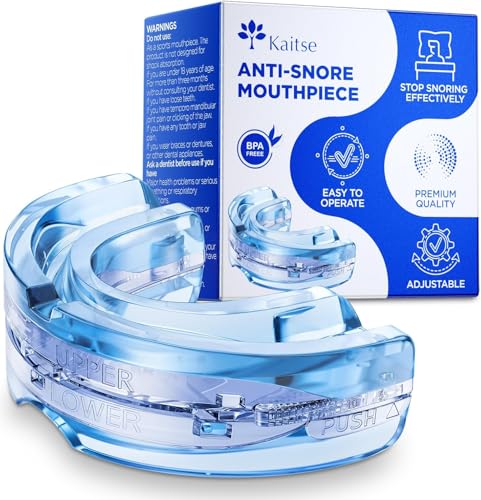 Kaitse Anti Snoring Devices for Sleep: Adjustable Snoring Solution - Essentials for men obese snorers aged 20-45 - Medium size (Navy Blue）