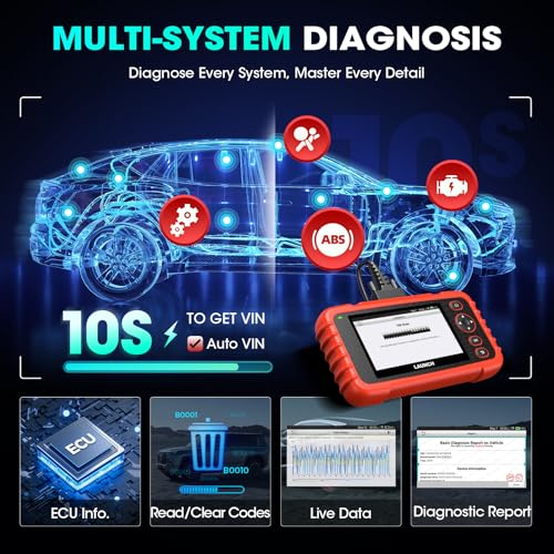 LAUNCH CRP129X V3.0 OBD2 Diagnostic Device, 12 Reset Functions, Diagnostic for 4 System Diagnostics ABS, SRS, Gearbox, Engine, Reader, Car, Full Functionality of OBD2, Auto VIN
