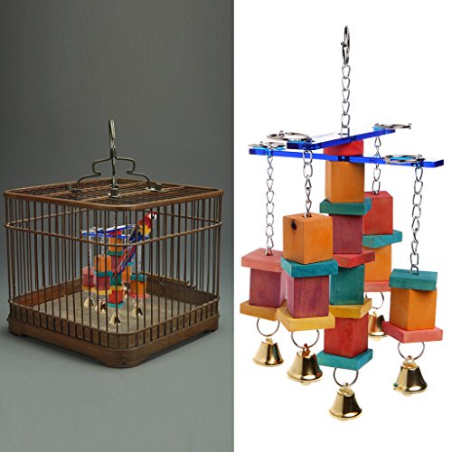 NNDA CO Pet Bird Parrot Parakeet Cockatiel Cage Hammock Swing Hanging Chew Wooden Toys,Wood+Acrylic,33cmx15cm/12.99''x5.9'', 1Pc