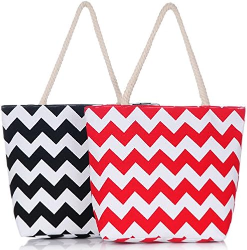 CHTAO Beach Tote Bags with small Ziper Pockets hange