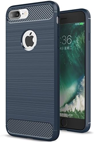 West Basics Case Flexible TPU Carbon Fiber Drawing Pattern - Premium Hybrid Protective Clear Case for Apple iPhone 8 Plus, Blue