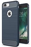 West Basics Case Flexible TPU Carbon Fiber Drawing Pattern - Premium Hybrid Protective Clear Case for Apple iPhone 8 Plus, Blue