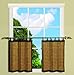 Bamboo Ring Top Curtain BRP07 2-Piece 48-Inch L x 24-Inch H Tier Set, Colonial Brown