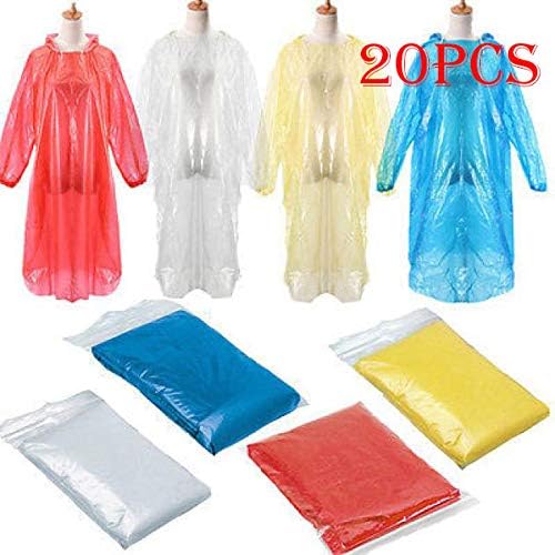 Coohole 1/4/5/10/16/20/40 PCS Disposable Rain Ponchos Adult Universal Emergency Waterproof Rain Coat for Hiking Camping Travel Outdoor Events Lightweight Reusable or Disposable Easy to Carry