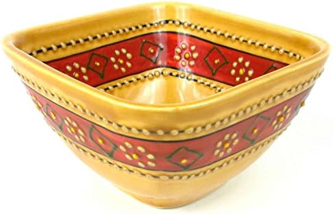 Hand-painted Square Bowl in Honey - Encantada Pottery-Fair Trade Handmade