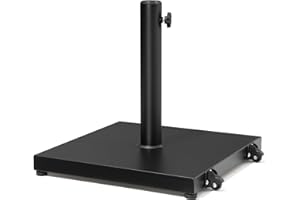 VredHom Patio Umbrella Base 43lbs Outdoor Umbrella Stand with Wheels, Heavy Duty Square Concrete Stand Market Umbrella, Black