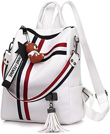 Magosca Simple Style Zipper Backpack Casual Women Leather Adjustable Comfortable Backpacks For Youth Girls School Bags Fashion Vintage Polyester Solid Shoulder Bag Youth (Color : White)