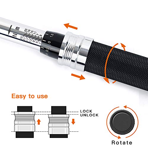 Bike Torque Wrench 1/4 Inch, Yoleo Drive Click Torque Wrench Set (125