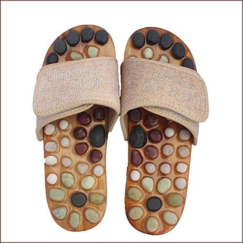 Reflexology Massage Shoes Acupressure Massage Non-slip Sandals Natural Stone Acupuncture Acupoint Foot Massage Slippers for Men Women
