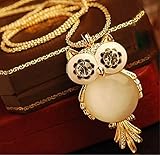Jovana Retro Big Eye Owl Pendant Design Necklace(Gold)