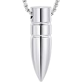 zeqingjw Bullet Urn Necklace for Ashes Memorial Cremation Jewelry Ash Holder Keepsake Jewelry for Pet/Human