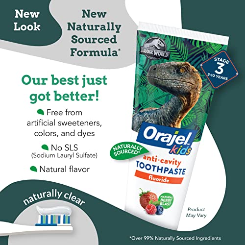 Orajel Kids Jurassic World AntiCavity Fluoride Toothpaste, Natural