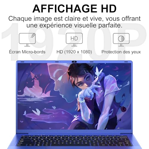 Celeron N5095 Laptop 14 Inches (up to 2.9 GHz) 8GB RAM Win11 256GB SSD Extension 1TB 5G WiFi 1920x1080FHD Laptop with Wireless Mouse QWERTY Keyboard AZERTY Membranedu Keyboard Purple10