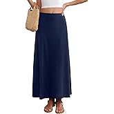Kinnette Women's Maxi Skirt Flowy A-line High Waisted Casual Long Skirts