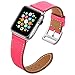 valkit Bands Compatible with Apple Watch Band 38mm 40mm 42mm 44mm, Genuine Leather Strap Bracelet Replacement Wristband with Metal Adapter for Women Men iWatch SE 6 5 4 3 2 1, Single Tour - Hot Pink