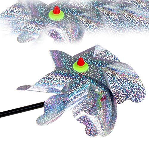 LOCOLO 10 Pieces Bird Repellent Pinwheels Holographic Mylar Pin Wheel Spinners for Farm Garden Field, Keeping Birds Away