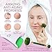 Jade Roller and Ice Roller Facial Massager Set 100% Natural Double Neck Face Roller with Cooling Ice Roller for Healing & Slimming - Helps Reduce Puffiness, Redness, Migraine, Soreness and Pain