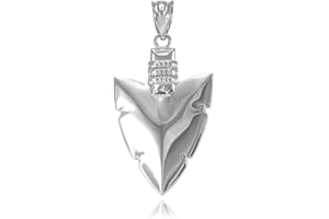 CLADDAGH GOLD Polished 925 Sterling Silver Serrated Arrowhead Charm Pendant