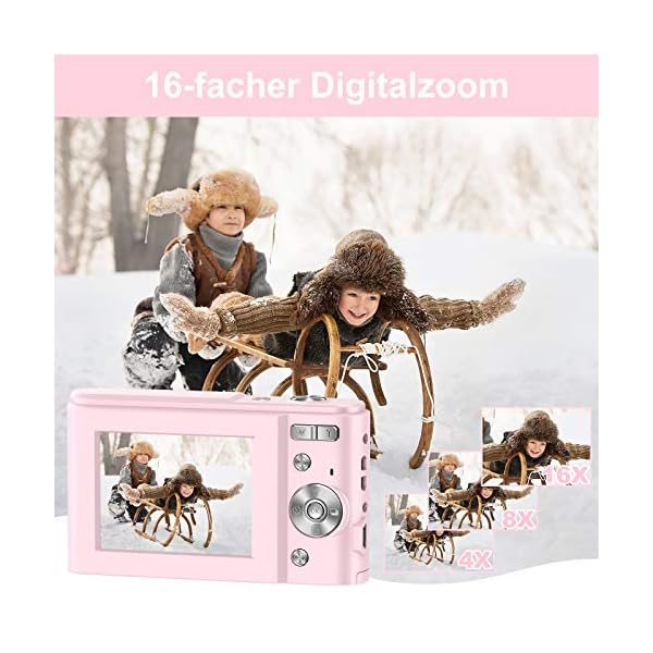 CLUINIGO Digitalkamera, FHD 1080P 36MP Pocket Vlogging Vidio Foto Kompaktkamera für YouTube mit 16-fachem Digitalzoom, 2… – Bild 4