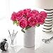 Butterfly Craze Artificial Peony Silk Flower Bouquet for Wedding Floral Arrangements and Home Decoration - Fushia Red Color, 10 Stem Per Set