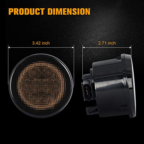 LED Turn Signal Lights for Jeep, AAIWA Amber Smoke Lens Front Turn Signal Assembly, Fender Flares Indicator Side Maker Parking Lights for 2007-2017 Jeep Wrangler JK & Wrangler Unlimited