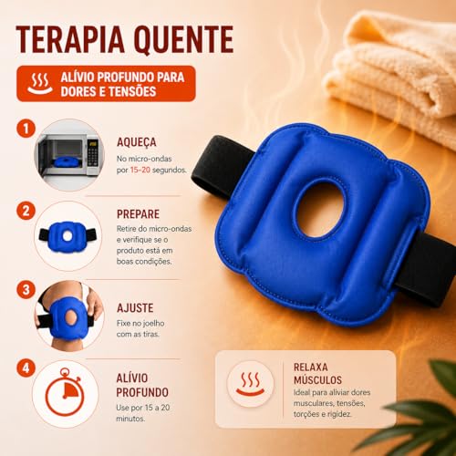 Bolsa Térmica para Joelho Gel Quente e Frio – Compressa Reutilizável para Dor, Inchaço, Inflamação e Recuperação Muscular