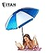 Titan 7 Foot Beach Umbrella with Sand Anchor | Tilting 2 Piece Design | Bundle Includes Cup Holder, 4 Prong Hanging Hook, Corkscrew Anchor, 2 Waterproof Phone Cases, and Carrying Bag
