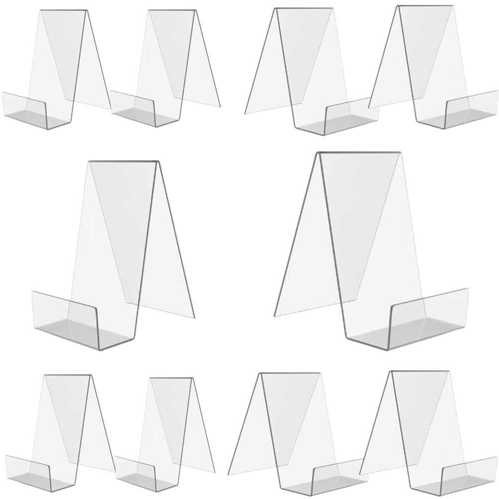 Clear Acrylic Book Stand with Ledge, Transparent Book Holder Display Stand for Displaying Pictures, Books, Cookbooks, Menus, Music Sheets, CDs, Notebooks, Artworks (10, S+L)