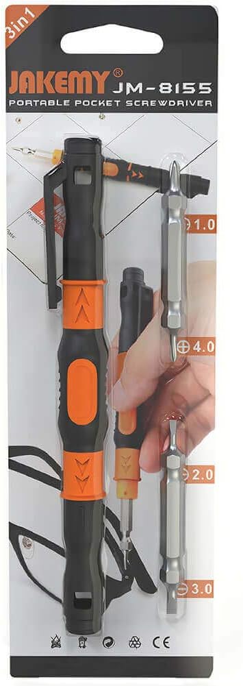 Portable Pocket Pen Screwdriver Set - Precision Screw Driver Multi-Tool Set with Philips and Flat Head Double Ended Magnetic Bits: Home Improvement
