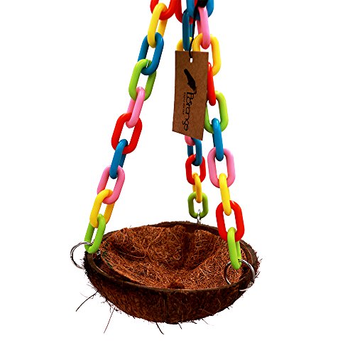 Borange Parrot Toy Bird Chewing Toys Natural Coconut Shell Bite Perch Colorful Cages for Pet Birds Conure Macaw Cockatiel Cockatoo Decorative Accessories