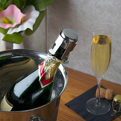 Chohey Champagne Bottle Stopper,4 Pack Stainless Steel Sparkling Wine Bottle Plug Sealer Set ,Champagne Accessories