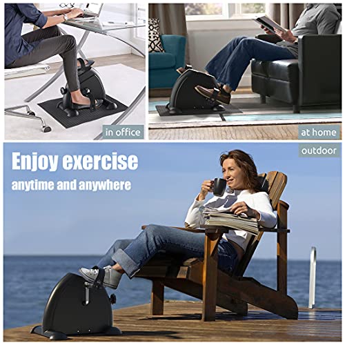Under Desk Bike Pedal Exerciser Mini Foot Cycle Bike for Arm & Leg Exercise with LCD Display and Adjustable Resistance Desk Cycle Workout Office Home Women Men Seniors(Black)