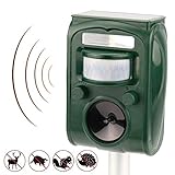 Wikomo Ultrasonic Pest Repeller,Solar Powered Waterproof Outdoor Animal Repeller with Ultrasonic sound,Motion Sensor and Flashing Light pest repeller for Cats, Dogs, Squirrels, Moles, Rats