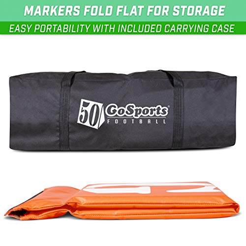 GoSports Football Field Yard Line Markers | Set of 11 | High Visibility Weighted Yardage Markers with Portable Carrying Case