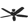 Hunter 52 inch Indoor Ceiling Fan No Light with Pull Chain - Black Ceiling Fan without Light, Standard Mount, 5 Blades, For B