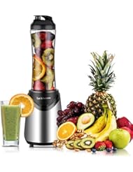 La Reveuse Smoothies Blender 300 Watt with 18 oz BPA Free Portable Travel Sports Bottle (Silver-1802)