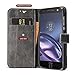B BELK Motorola Moto Z Play Droid Case, Retro Vintage Leather Wallet Case for Motorola Moto Z Play Droid 2016, Classic Magnetic Snap Folio Flip Card Cover with Stand Function - Grey