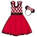 IBTOM CASTLE Toddlers Girls' Polka Dots Christmas Birthday Princess Leotard Costume Tutu Dress Up Bows Ears Headband Red+ 3D Ears 4-5 Years