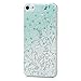 iPod 6 Glitter Case,iPod Touch 6th Generation Case - Mavis's Diary 3D Handmade Bling Crystal Shiny Rhinestone Diamonds Fashion Floral Green Gradient Pattern Clear Hard PC Cover for Girls