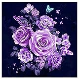 Wizland 5D DIY Diamond Painting Full Drill Round Resin Beads Pictures Purple Bouquet of Crystals Diamond Dotz Kits,Arts, Crafts & Sewing Cross Stitch for Home Decor