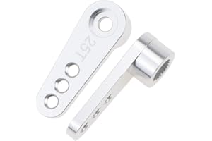 Aluminum 28.5mm 25T Teeth Tooth Steering Half Servo Arm Horn 2-Pack for 1/10 Rc Hobby Model Car/Boat Futaba Traxxas Slash, Cojoys (Silver)
