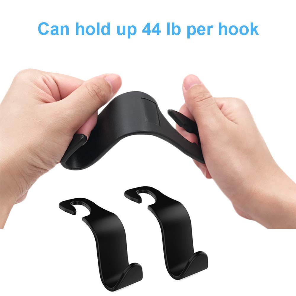 4 Pack Car Seat Headrest Hooks Strong and Durable Backseat Headrest Hanger Storage for Handbags, Purses, Coats, and Grocery Bags, Universal Vehicle Car Seat Back Headrest （Include Drying Towel