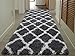 Cozy Shag Collection Charcoal Grey and Cream Moroccan Trellis Design Shag Rug (2'7