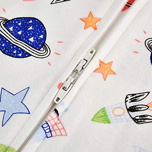 Baby Footed Pajamas Zipper with Mittens - 3 Packs Cotton Baby Boys' One-Piece Footies Onesie Pjs Sleep and Play Overall(Space/Vehicle/Whale,6-9 Months) - Thumbnail 4