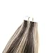Ugeat 14 inch Remy Hair Extensions Highlight Colored Brown Mixed Blonde Skin Weft Tape in Hair Extensions Silky Straight Human Hair Extensions